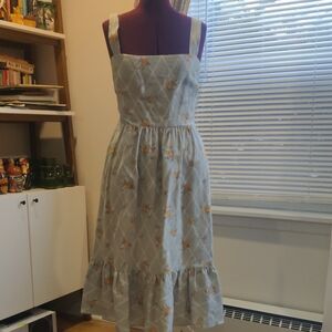 Reformation Light Green Linen Floral Dress